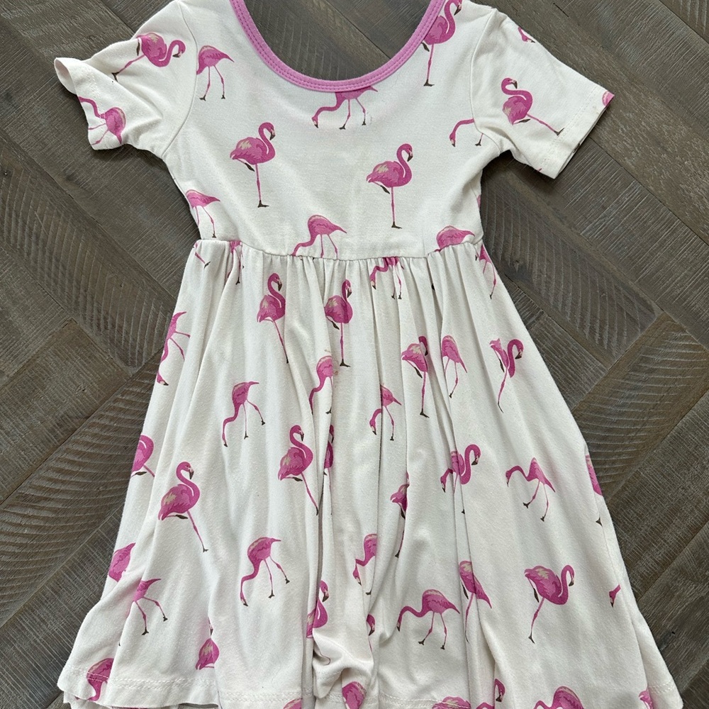 KYTE Baby Pink Flamingo Print Dress